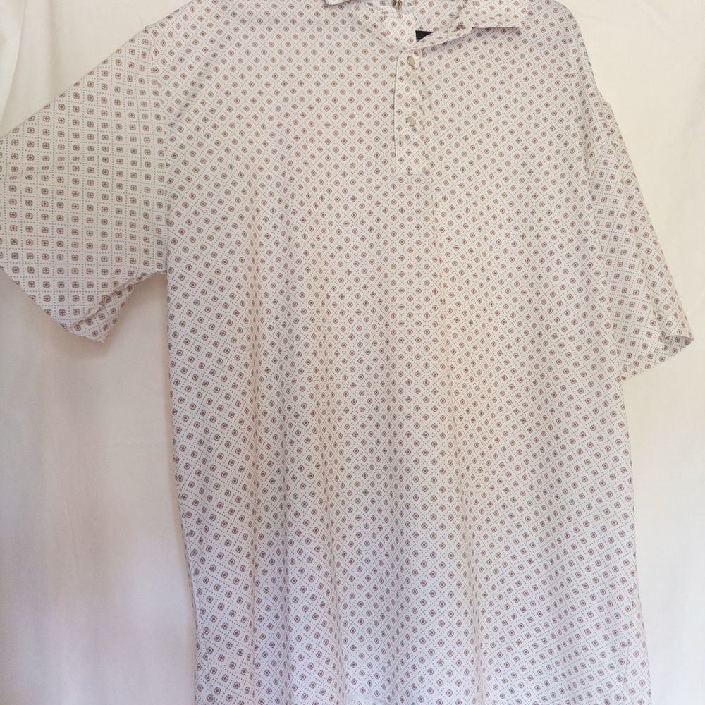 Men's White Polo with Micro Geometric Print